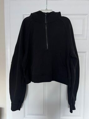 Lululemon Women’s Black Cropped Half-Zip Oversized Scuba Sweatshirt